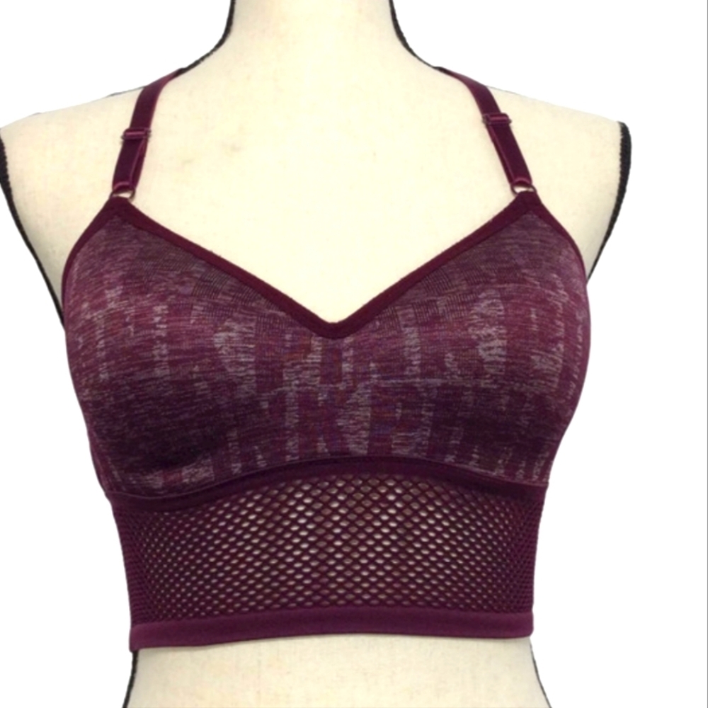 Victoria's Secret PINK (Size S) Burgundy Monogram Mesh Wireless Sports Bra